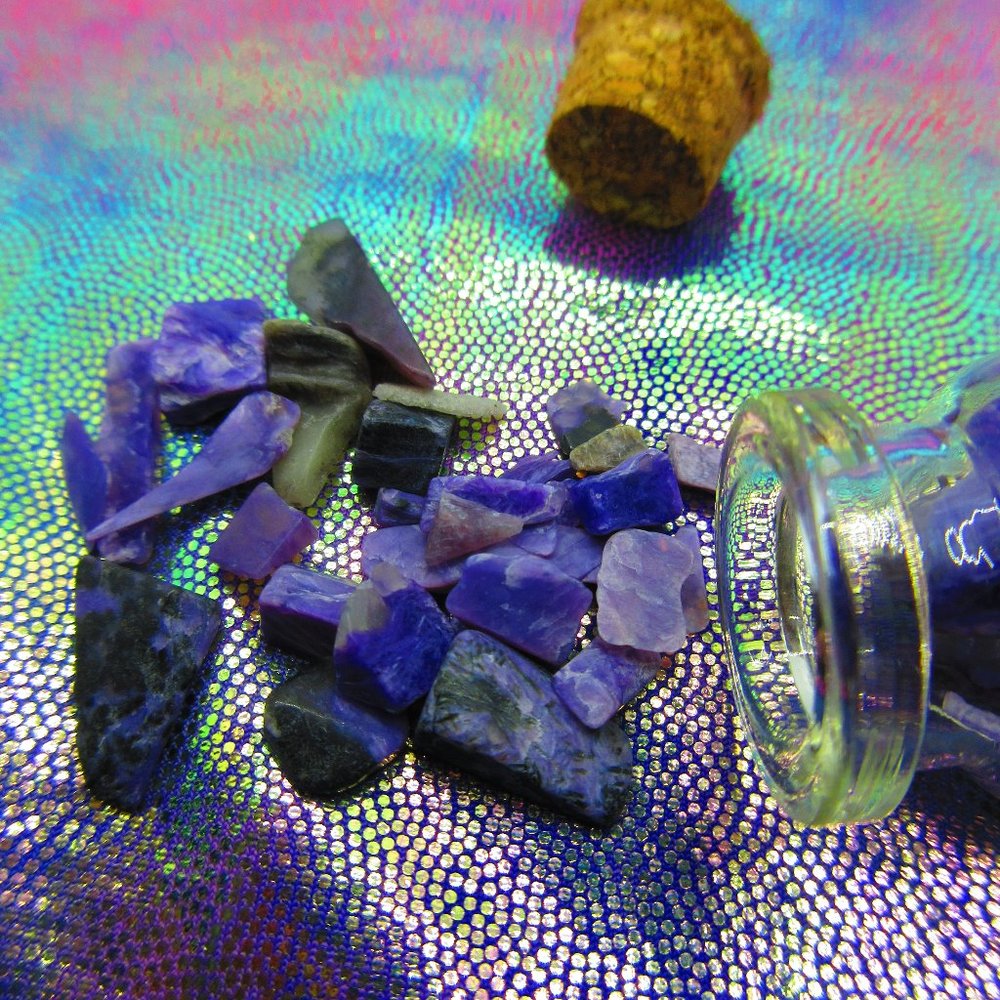 Charoite Gemstone Chips In A Bottle Embellishments Natural Semi Precious